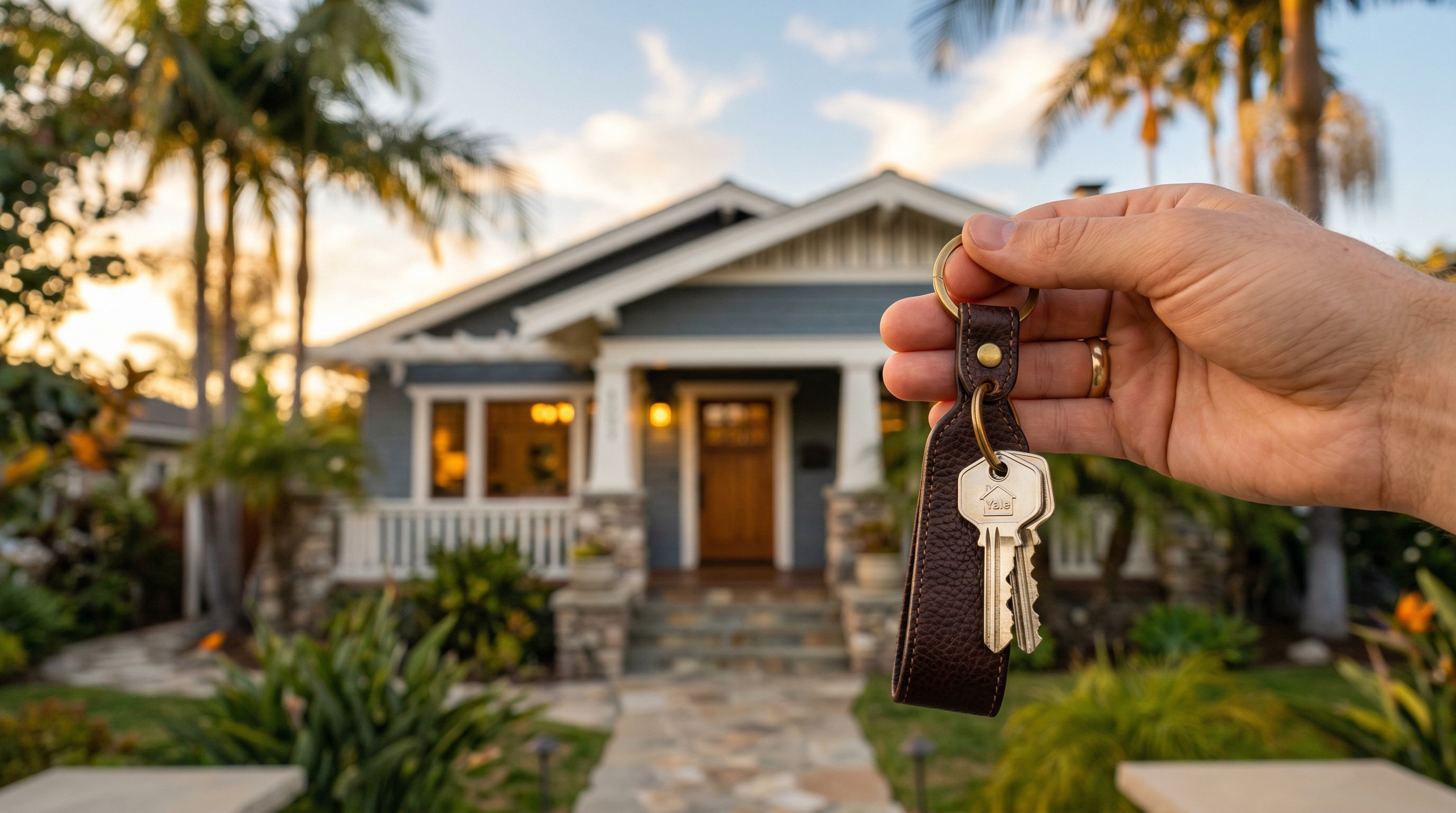 Modern San Diego home at golden hour